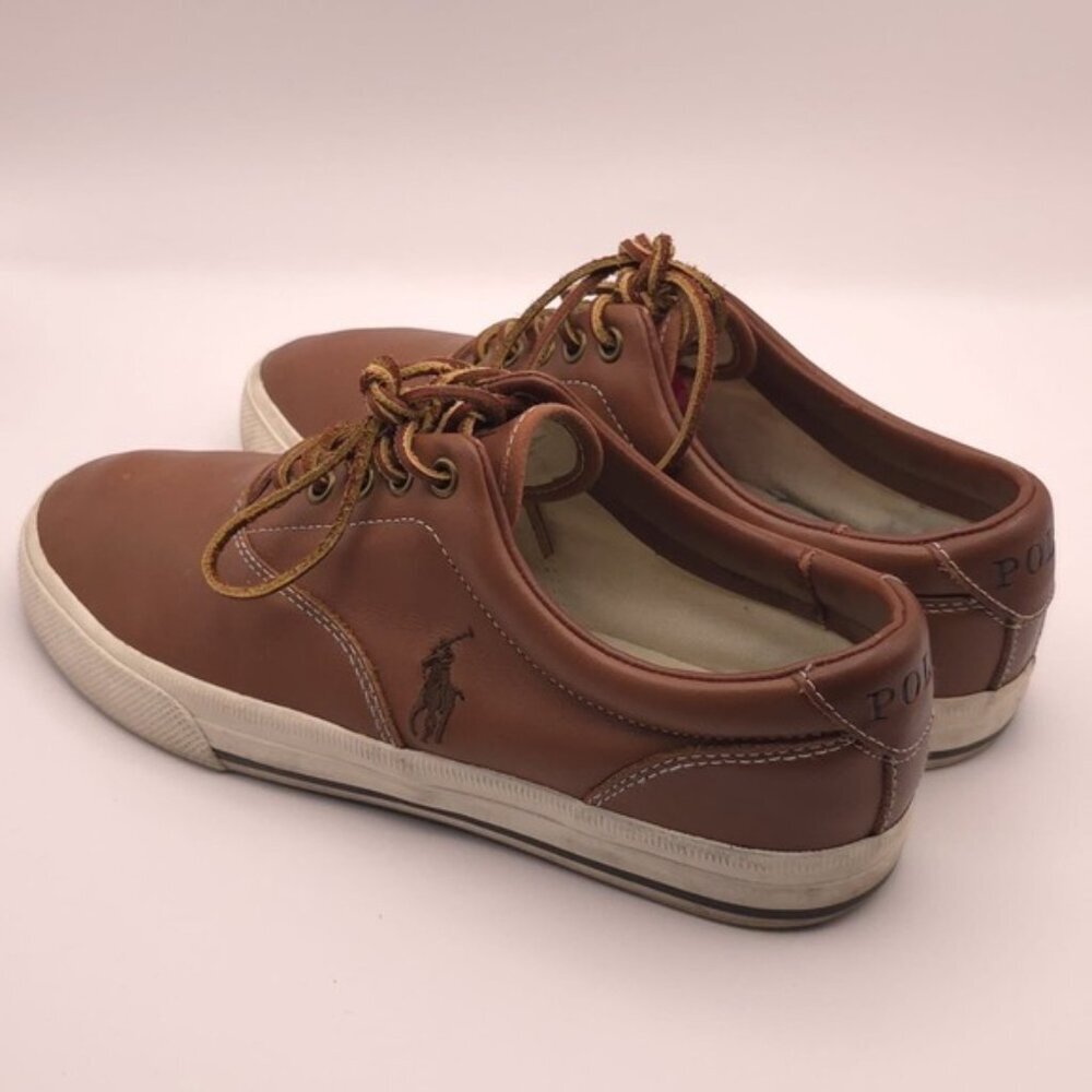 POLO RALPH LAUREN VAUGHN Size 8 D Brown SOFT LEATHER Lace Boat Shoes Men's - Picture 5 of 8